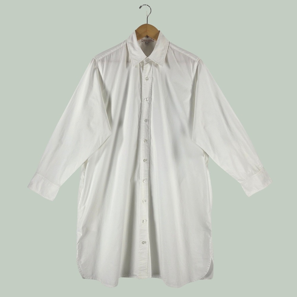Frances Valentine White Cotton Poplin Button Down Shirt Dress XO Cuff XL
